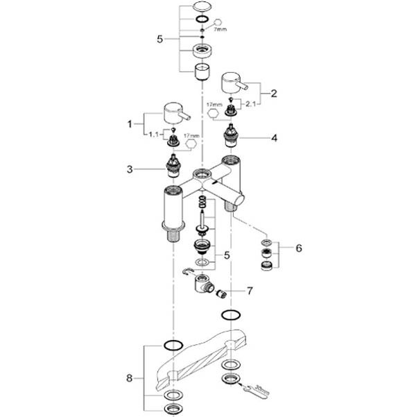 Grohe Concetto 2 Handled Bath Shower Mixer Tap 25109000 Spare Parts